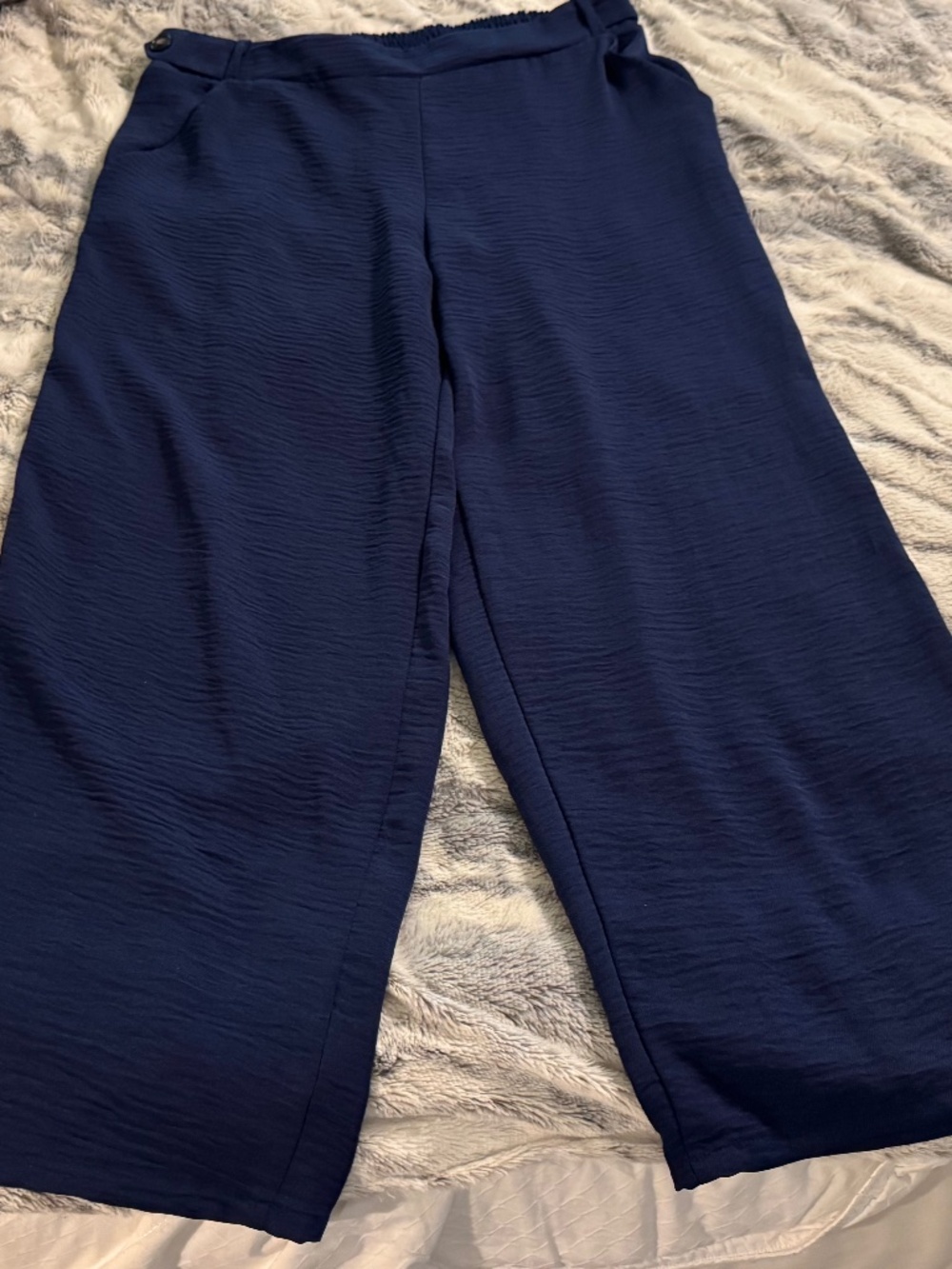 IN Studio Woman Navy Blue Pull On Wide Leg Pant  Elastic Waist Plus Size 1X,NWOT